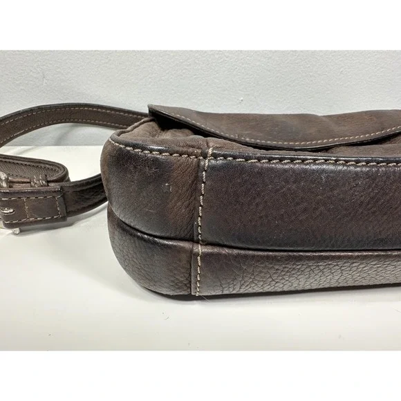 Vintage Fossil 1954 Crossbody Genuine Leather Bag Organizer Dark Brown 75082 - Picture 14 of 16